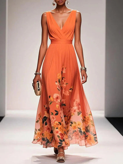 Fiona | Women's Floral Print Dress with Flowing Silhouette | Stylish Summer Dress for Wedding Guests