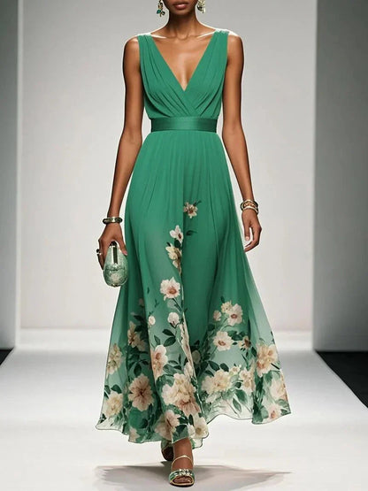 Fiona | Women's Floral Print Dress with Flowing Silhouette | Stylish Summer Dress for Wedding Guests
