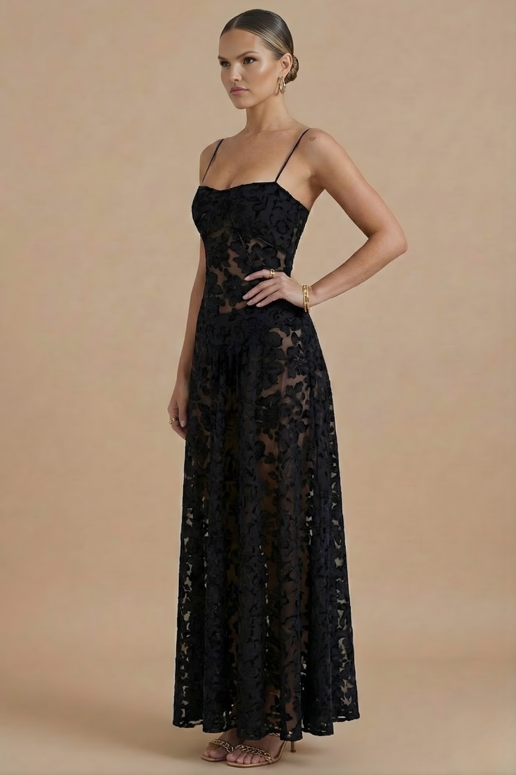 Floral Maxi Dress | Women's Summer Wedding Guest Dress with Spaghetti Straps | Elegant Style for Effortless Sophistication