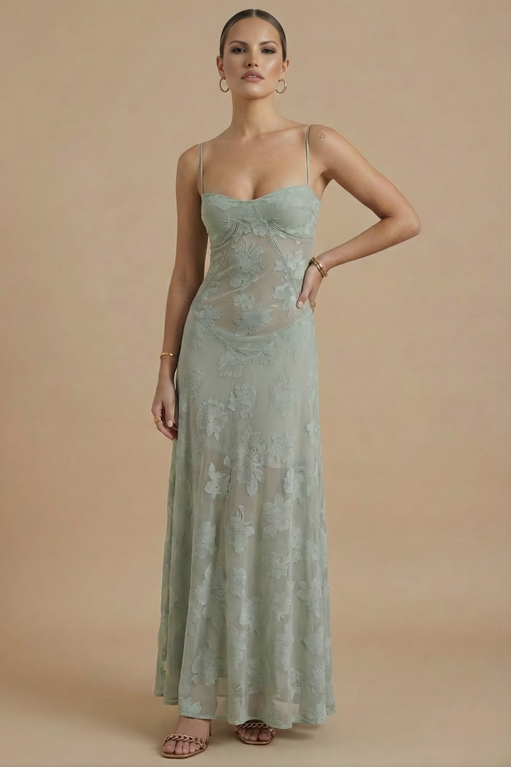 Floral Maxi Dress | Women's Summer Wedding Guest Dress with Spaghetti Straps | Elegant Style for Effortless Sophistication