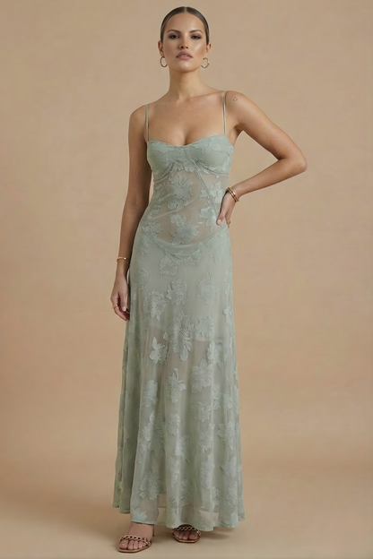 Floral Maxi Dress | Women's Summer Wedding Guest Dress with Spaghetti Straps | Elegant Style for Effortless Sophistication