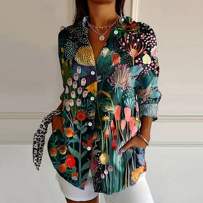 Floral Splash | Women's Blouse with Relaxed Fit & Breathable Fabric | Stylish Top for Effortless Elegance