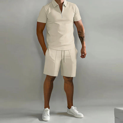 Gavin Collection | Men's Polo Shirt and Shorts Set with Zip Closure | Stylish Comfort for Summer Outings
