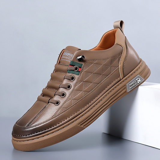 Genuine Leather Sneakers with Cushioned Sole | Breathable Comfort for All-Day Wear