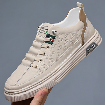 Genuine Leather Sneakers with Cushioned Sole | Breathable Comfort for All-Day Wear