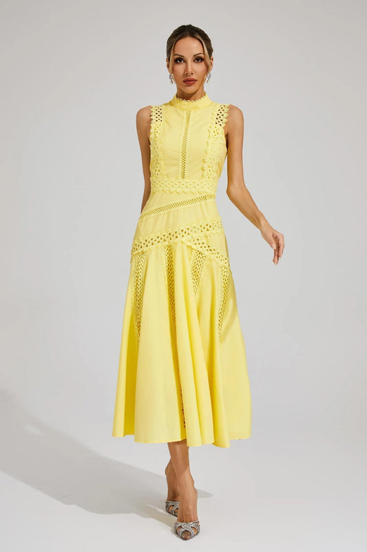 Hailey Collection | Women's Lace Midi Dress with Sleeveless Design | Elegant Wedding Guest Dress for Summer Occasions