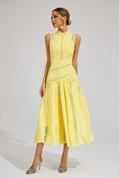 Hailey Collection | Women's Lace Midi Dress with Sleeveless Design | Elegant Wedding Guest Dress for Summer Occasions