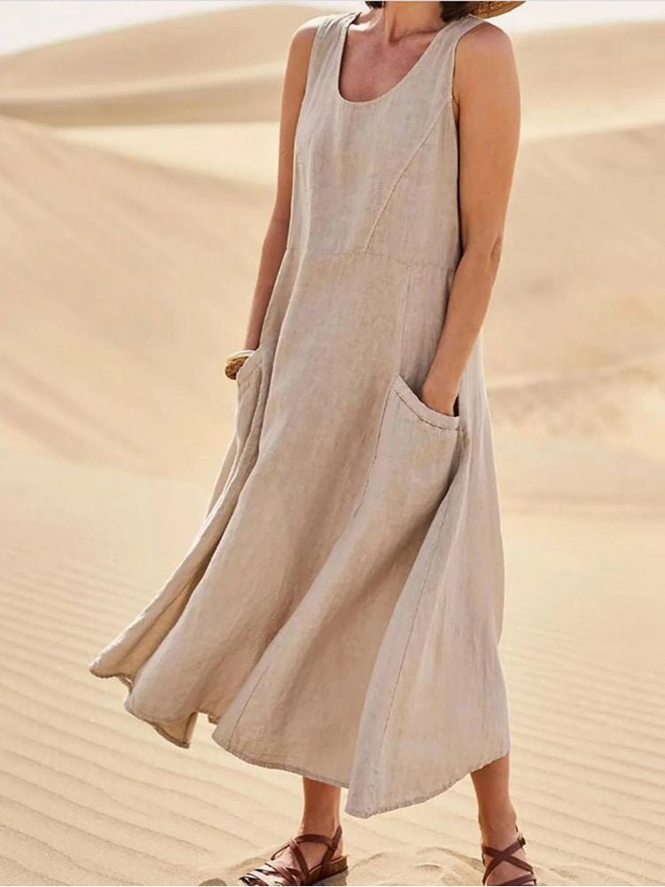 Hannah Collection | Women's Sleeveless Maxi Dress with Pockets | Effortless Summer Style