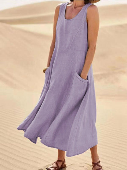 Hannah Collection | Women's Sleeveless Maxi Dress with Pockets | Effortless Summer Style