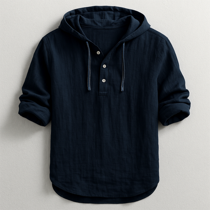 Hudson Collection | Lightweight Cotton-Linen Hoodie Shirt with Adjustable Drawstring | Relaxed Fit for All-Day Comfort