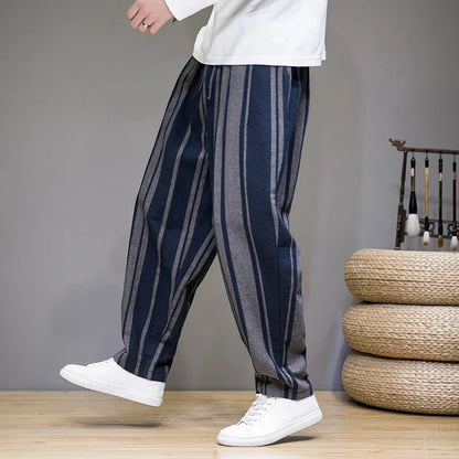 Ikigai | Women's Capri Pants with Bold Stripe Pattern | Lightweight Cotton-Linen for Everyday Comfort