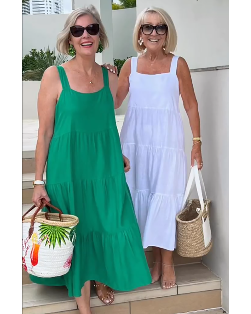 Jenna Collection | Women's Sleeveless Maxi Dress with Tiered Layers | Effortless Summer Style for Any Occasion