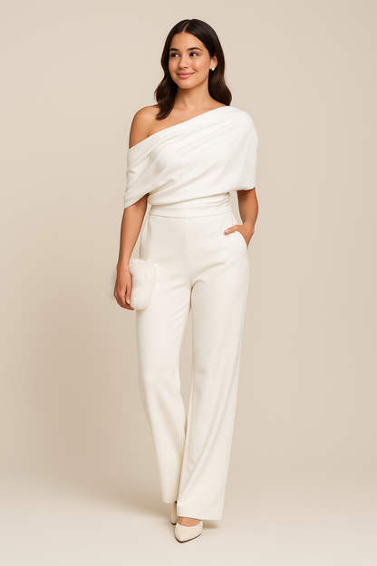 Jovina Collection | Women's Elegant Jumpsuit with Adjustable Tie Waist | Flowy Wide-Leg Design for Effortless Style