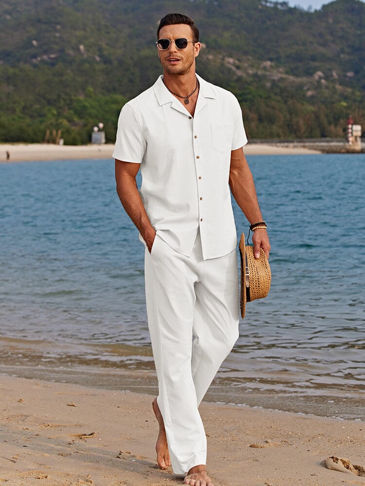 Kai Collection | Men's Outfit with Relaxed Fit Two-Piece Linen Set | Effortless Summer Style for Comfort