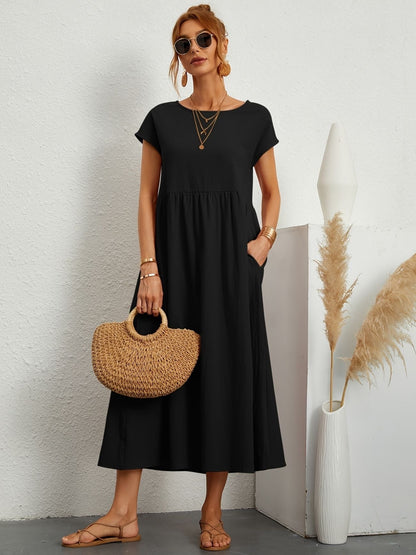 Kaitlyn | Women's Midi Dress with Pockets & Short Sleeves | Effortless Summer Style