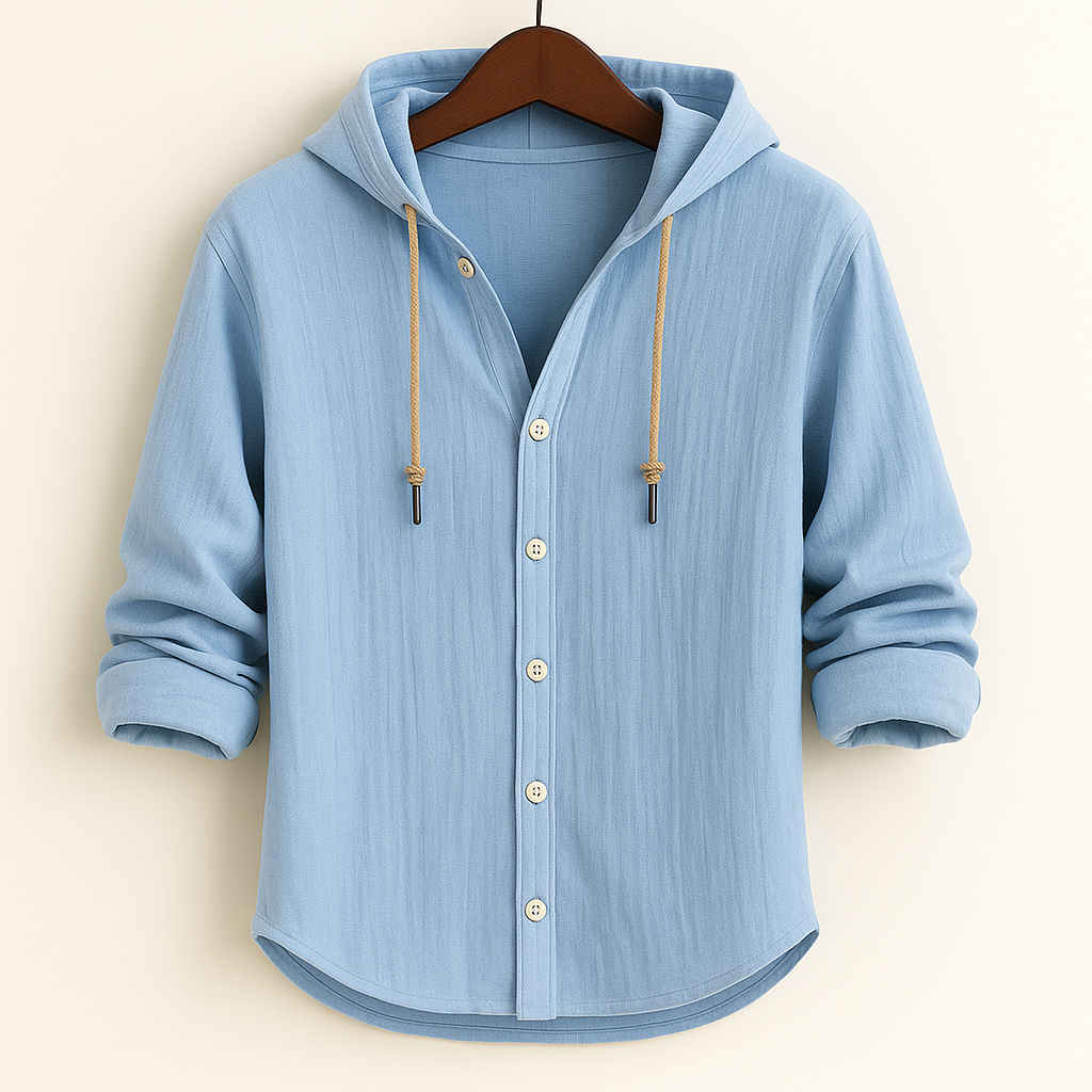 Langford | Hooded Flannel Shirt Jacket with Adjustable Drawstring Hood | Lightweight Layer for Versatile Comfort