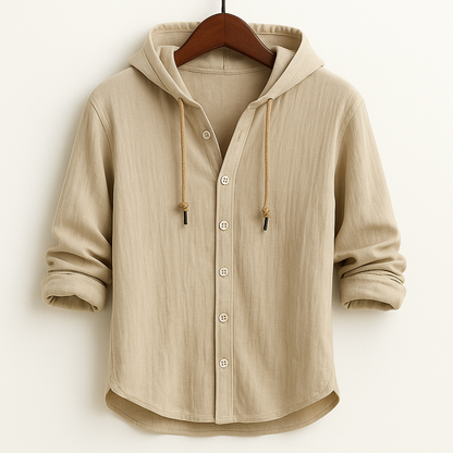 Langford | Hooded Flannel Shirt Jacket with Adjustable Drawstring Hood | Lightweight Layer for Versatile Comfort