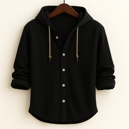 Langford | Hooded Flannel Shirt Jacket with Adjustable Drawstring Hood | Lightweight Layer for Versatile Comfort