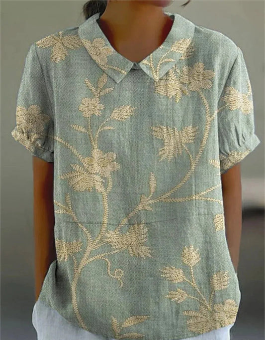 Liana | Women's Blouse with Vintage Floral Embroidery | Relaxed Fit for Effortless Elegance