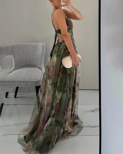 Lily Collection | Women's Floral Maxi Dress with Adjustable Fit | Elegant Chiffon for Wedding Guest or Summer Events