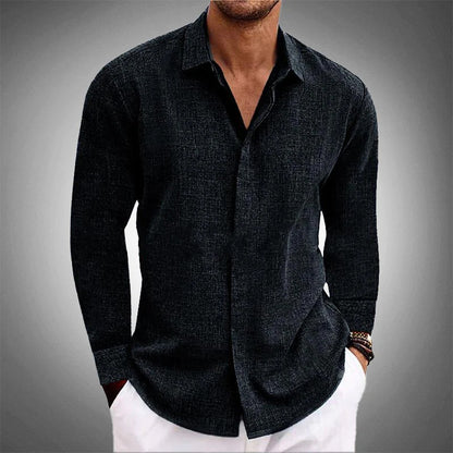 Linen Blend Men's Dress Shirt with Lightweight Breathable Fabric for All-Day Comfort