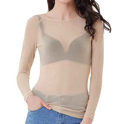 Luna Collection | Women's Blouse with Flattering Mesh Design | Versatile Long Sleeve Top for Everyday Elegance