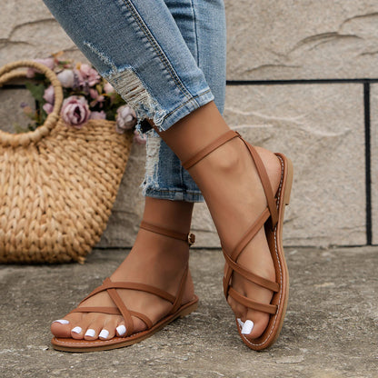 Makayla | Women's Sandals with Adjustable Ankle Strap | Elegant Flat Design for Comfortable Summer Wear