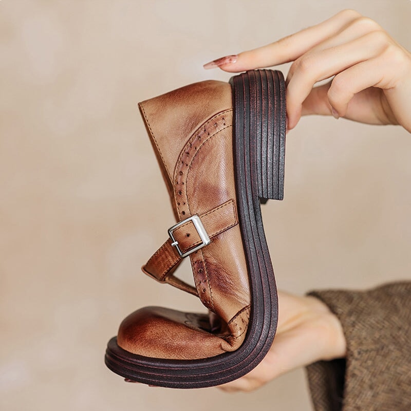 Mattea | Women's Shoes - Elegant Leather Mary Janes with Comfort Sole | Timeless Style for All-Day Wear