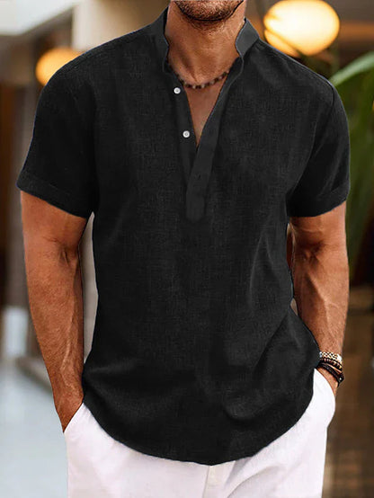 Matthew Collection | Men's Shirt with Classic Henley Design | Relaxed Fit for Effortless Summer Style