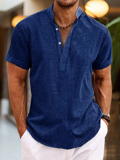 Matthew Collection | Men's Shirt with Classic Henley Design | Relaxed Fit for Effortless Summer Style