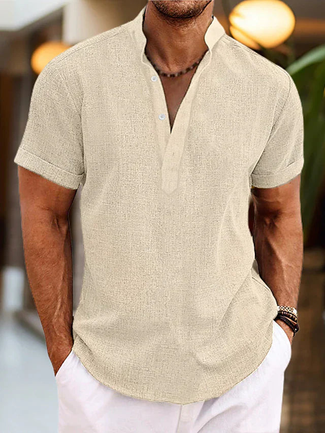 Matthew Collection | Men's Shirt with Classic Henley Design | Relaxed Fit for Effortless Summer Style