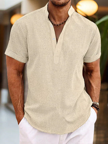 Matthew Collection | Men's Shirt with Classic Henley Design | Relaxed Fit for Effortless Summer Style