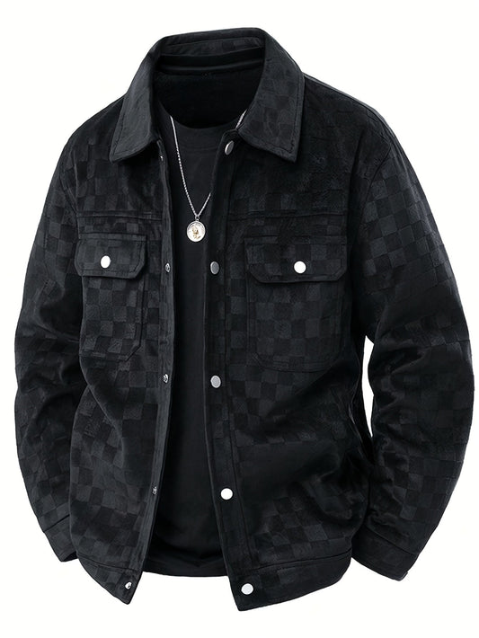 Mavrick Collection | Checkered Suede Jacket with Lightweight Design | Elegant Layering for Modern Style