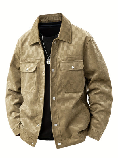 Mavrick Collection | Checkered Suede Jacket with Lightweight Design | Elegant Layering for Modern Style