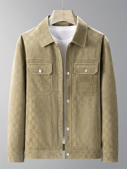 Mavrick Collection | Checkered Suede Jacket with Lightweight Design | Elegant Layering for Modern Style
