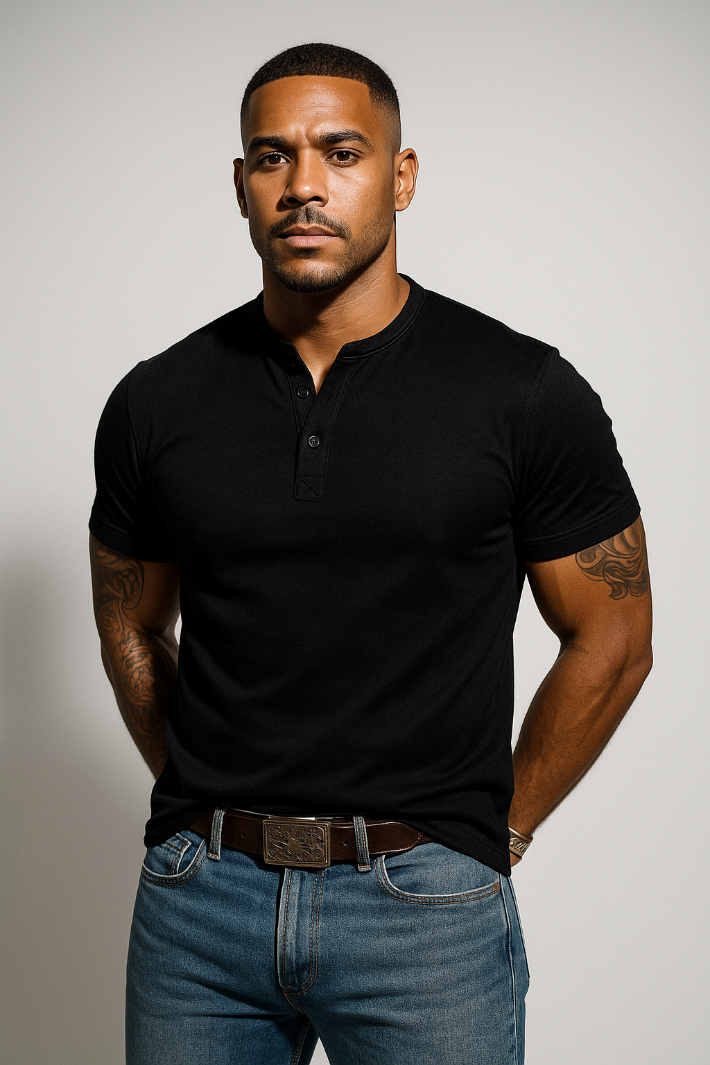 Men's Classic Short Sleeve Henley Shirt with 3-Button Placket | Slim-Fit Design for Effortless Smart-Casual Style