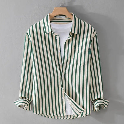 Men's Dress Shirt | Classic Striped Long Sleeve with Button-Up Design | Relaxed Fit for Effortless Style
