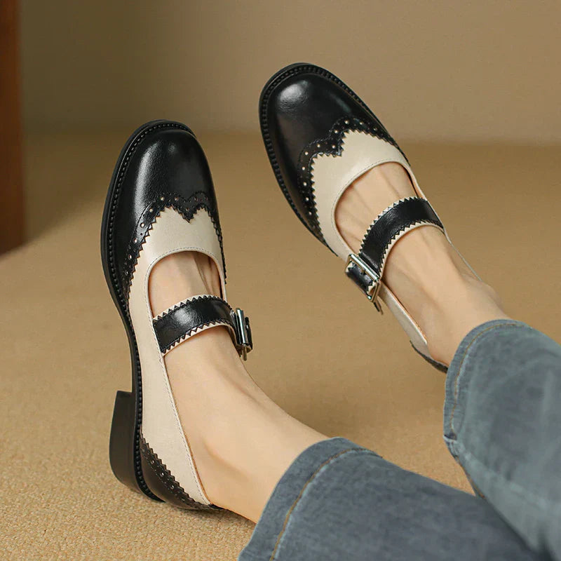 Miana Leather Mary Janes | Women's Shoes with Handcrafted Brogue Design | Timeless Comfort for Everyday Elegance
