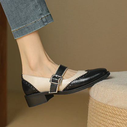 Miana Leather Mary Janes | Women's Shoes with Handcrafted Brogue Design | Timeless Comfort for Everyday Elegance