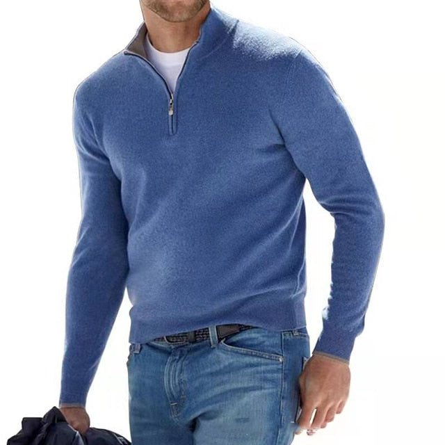 Men's Merino V-Neck Zip Pullover — Soft Breathable Knit 3