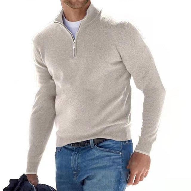 Men's Merino V-Neck Zip Pullover — Soft Breathable Knit 1