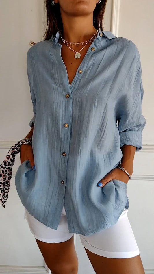 Payton Collection | Women's Shirt with Soft Crinkle Fabric | Relaxed Fit for Effortless Style