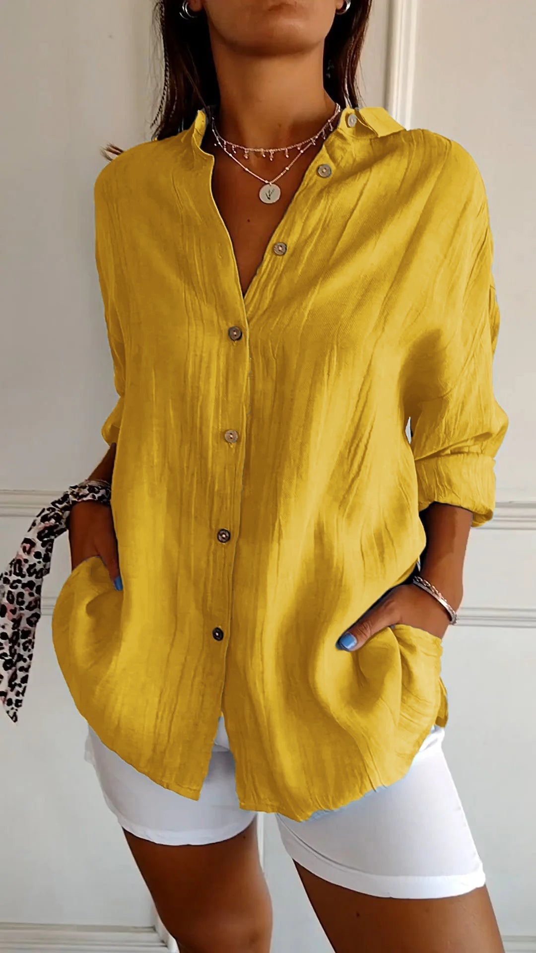 Payton Collection | Women's Shirt with Soft Crinkle Fabric | Relaxed Fit for Effortless Style