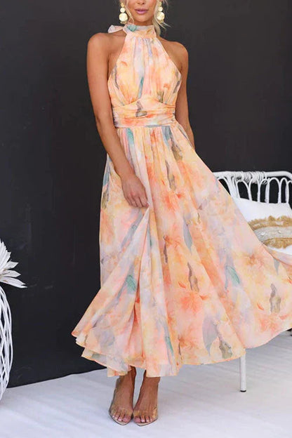 Poppy Collection | Women's Floral Maxi Dress with Halter Neck Design | Elegant Summer Style for Effortless Charm