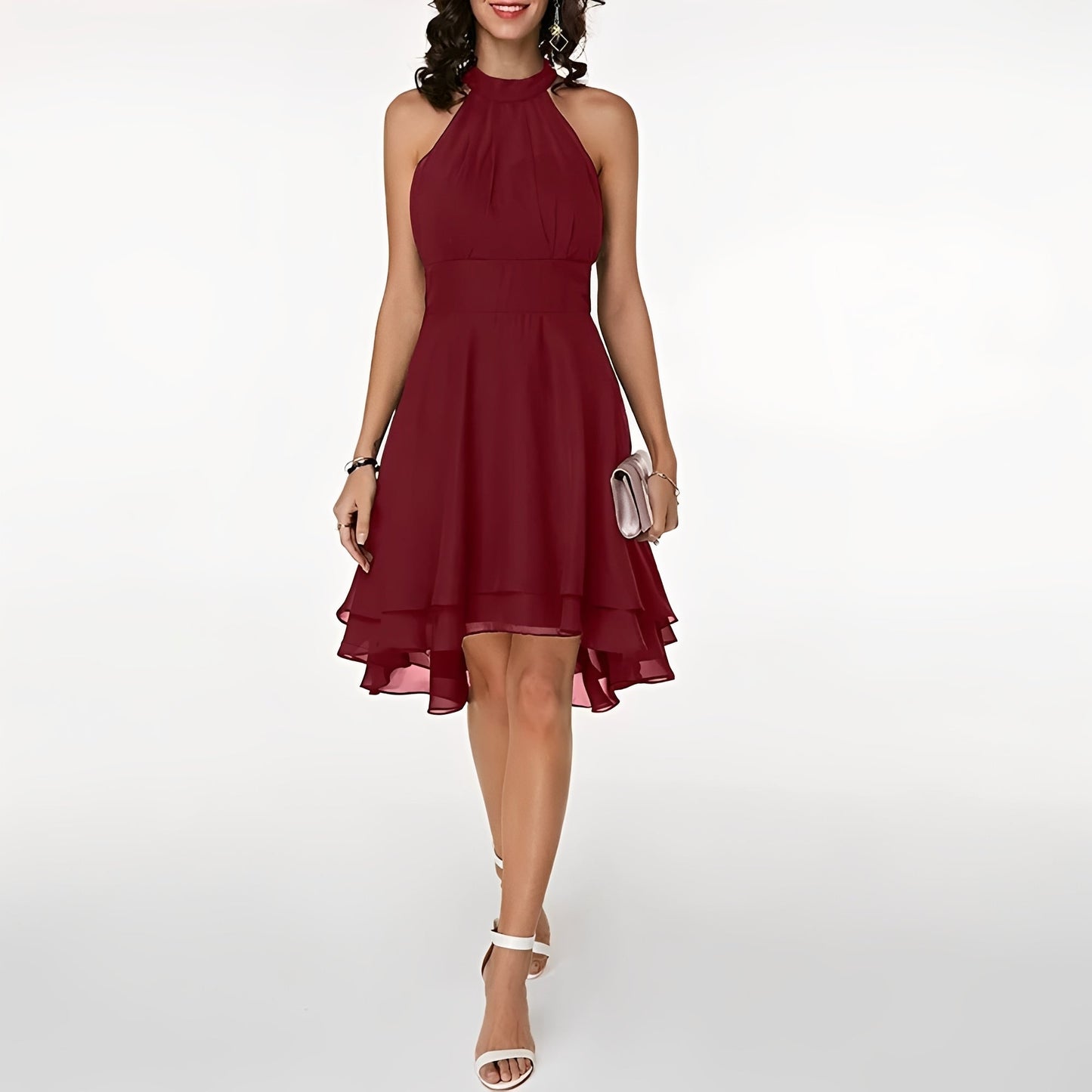 Rachel Collection | Women's Dress with Halterneck Design | Elegant Midi Dress for Weddings and Formal Events