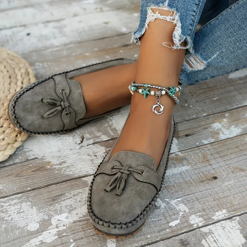Reagan | Women's Loafers with Cushioned Insole & Bow Accent | Stylish Slip-On Flats for All-Day Comfort
