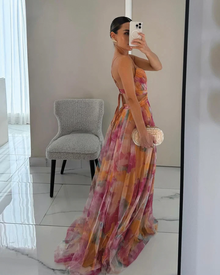 Ruby Collection | Women's Floral Maxi Dress with Adjustable Fit | Effortless Style for Summer Weddings