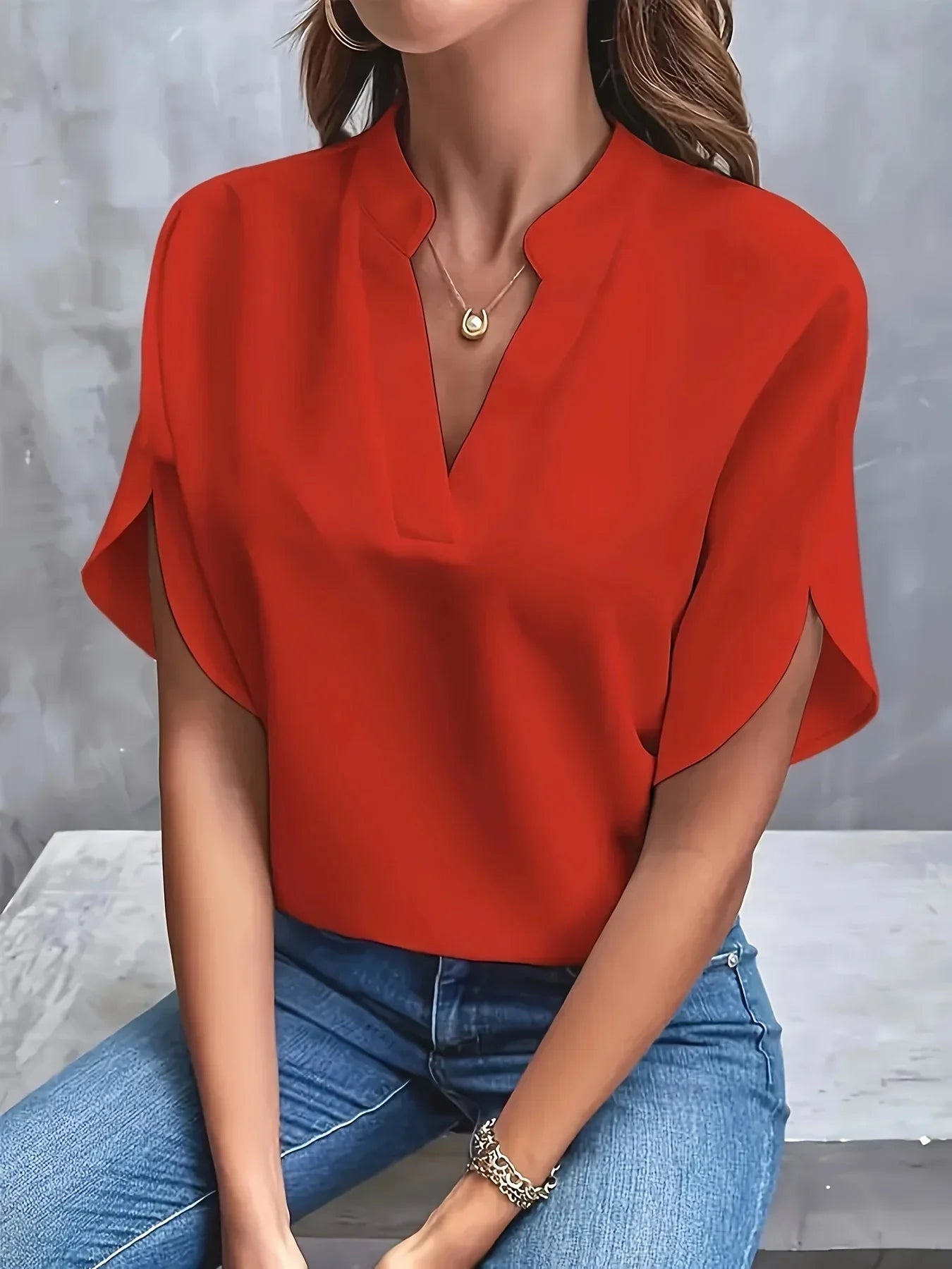 Thalia™ Sophisticated V-Neck Blouse with Cap Sleeves 5