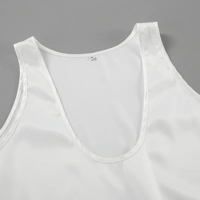 Deep Drape Satin Tank Top — Effortless Elegance for Women 6