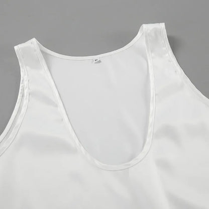 Deep Drape Satin Tank Top — Effortless Elegance for Women 6